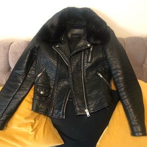 Zara Faux Leather and Removable Faux Fur Jacket